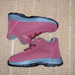Maroon Red and Gray Fleece Lined Sneakers 37